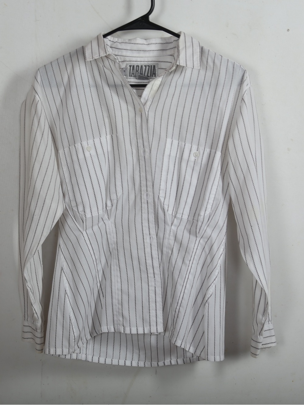 Tarazzia White Pinstripe Button-Down Shirt